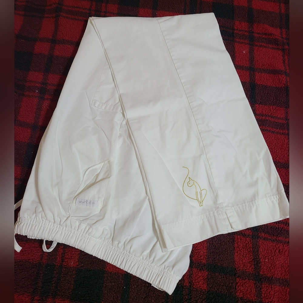 White Scrub Pants with Logo